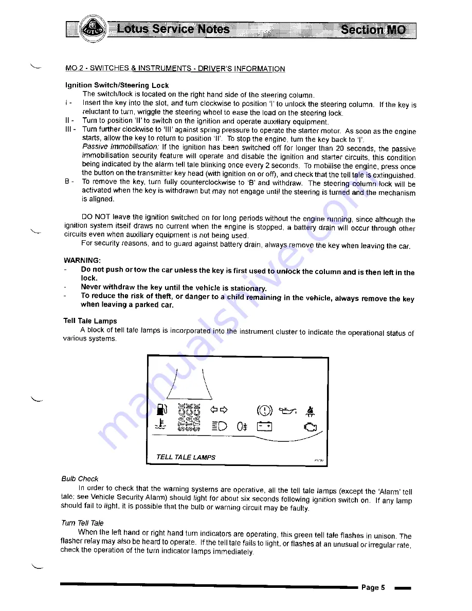 Lotus Elise 2001 Service Notes Download Page 425