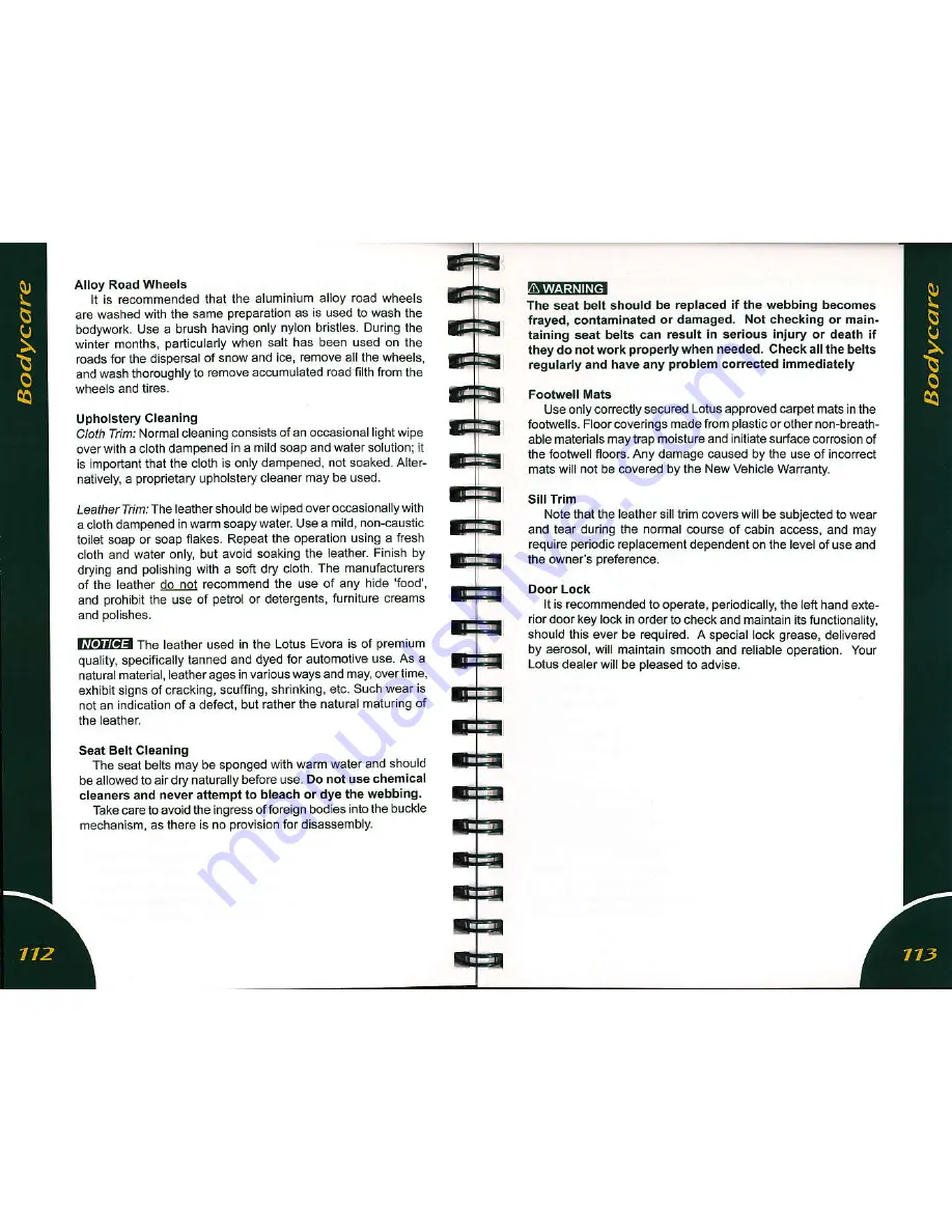 Lotus Evora 2010 Owner'S Handbook Manual Download Page 57