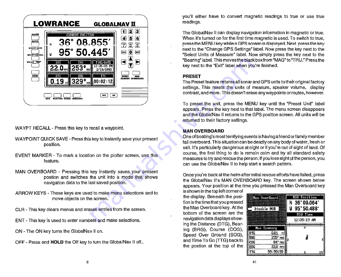 Lowrance GlobalNav II Скачать руководство пользователя страница 12