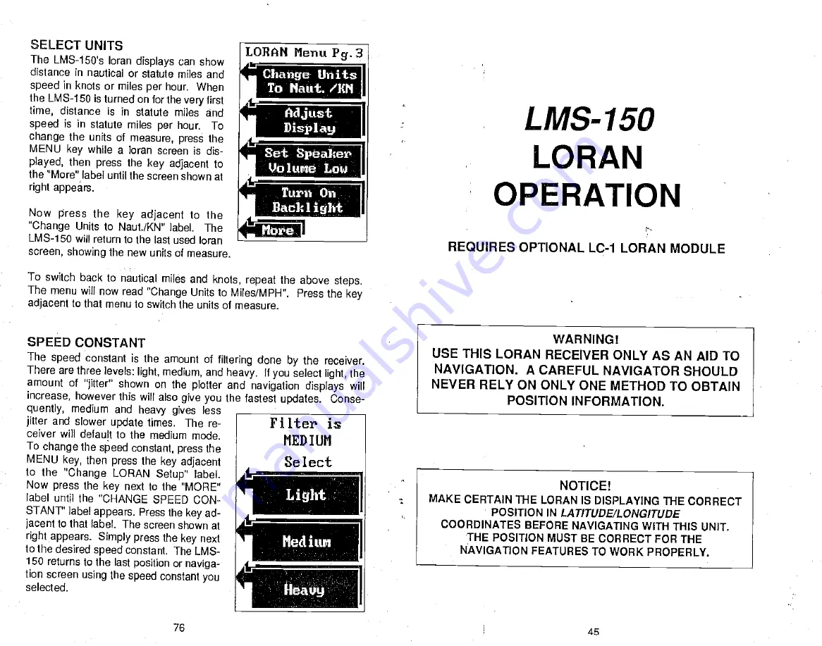 Lowrance LMS-150 Скачать руководство пользователя страница 49