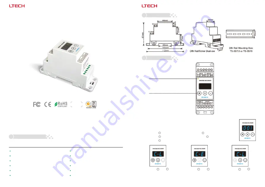 Ltech DIN-DMX-5A Скачать руководство пользователя страница 1