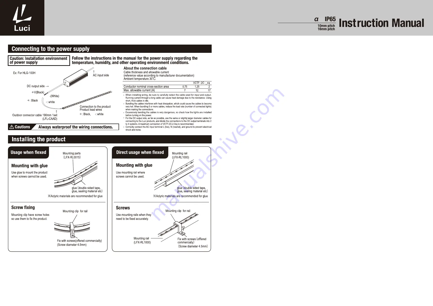 Luci FLEX a F IP65 Instruction Manual Download Page 3