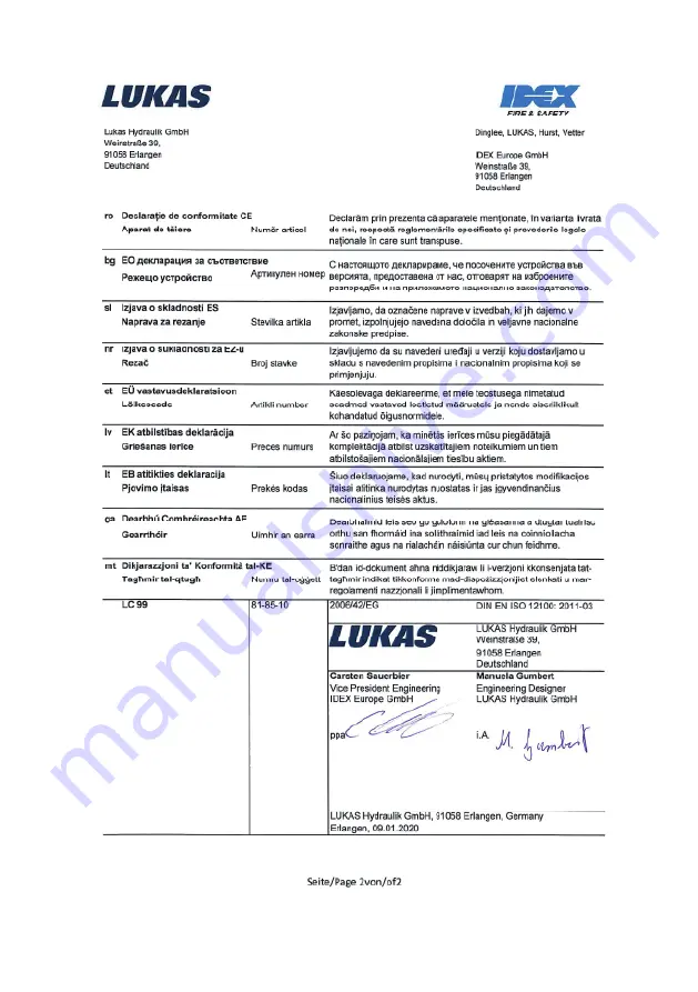 Lukas LC 99 Operating Instructions Manual Download Page 25