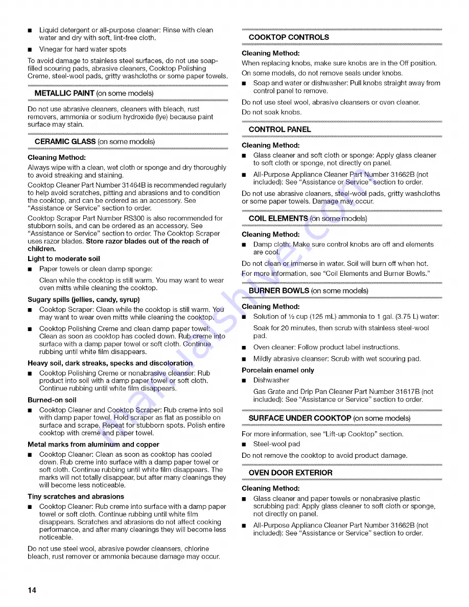 Magic Chef CERS858TCD0 Use & Care Manual Download Page 14