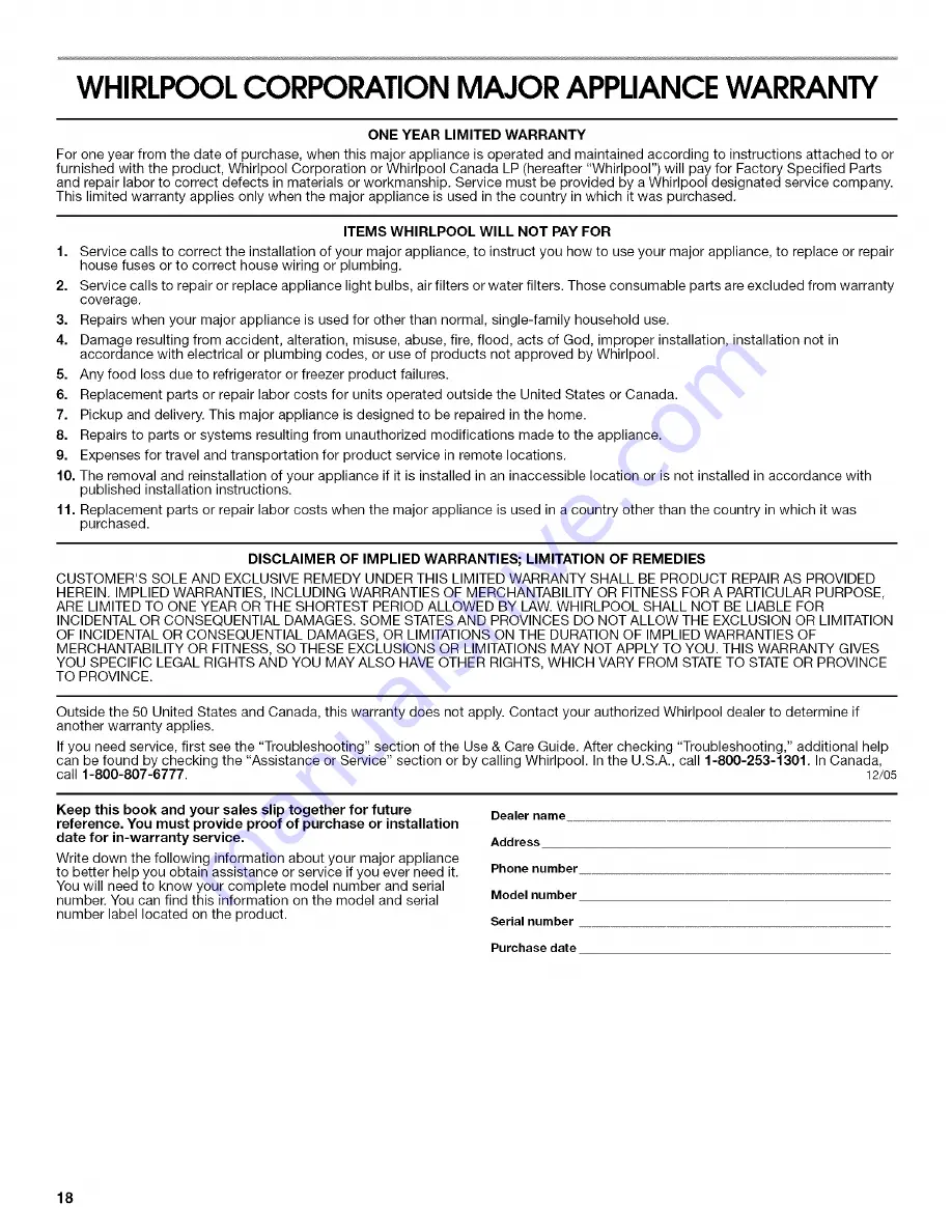 Magic Chef CERS858TCD0 Use & Care Manual Download Page 18