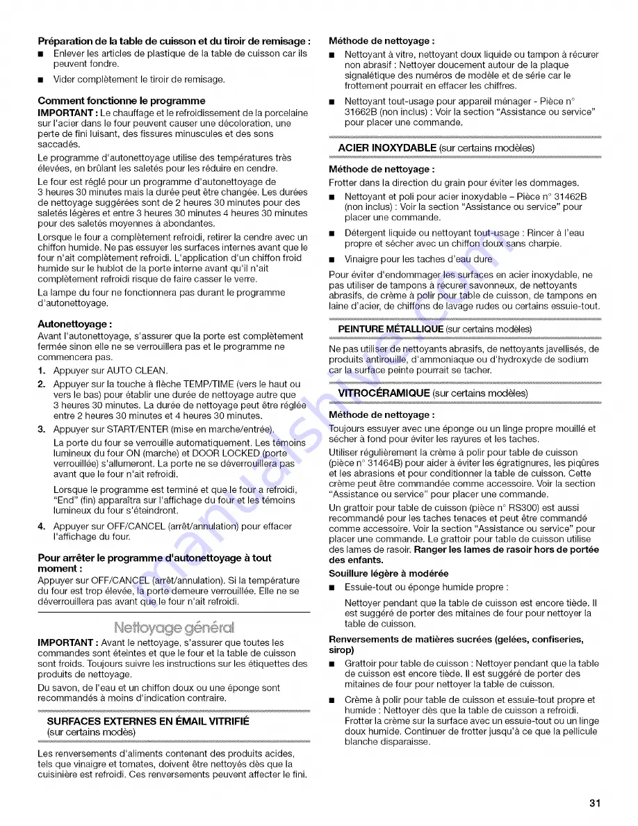 Magic Chef CERS858TCD0 Use & Care Manual Download Page 31