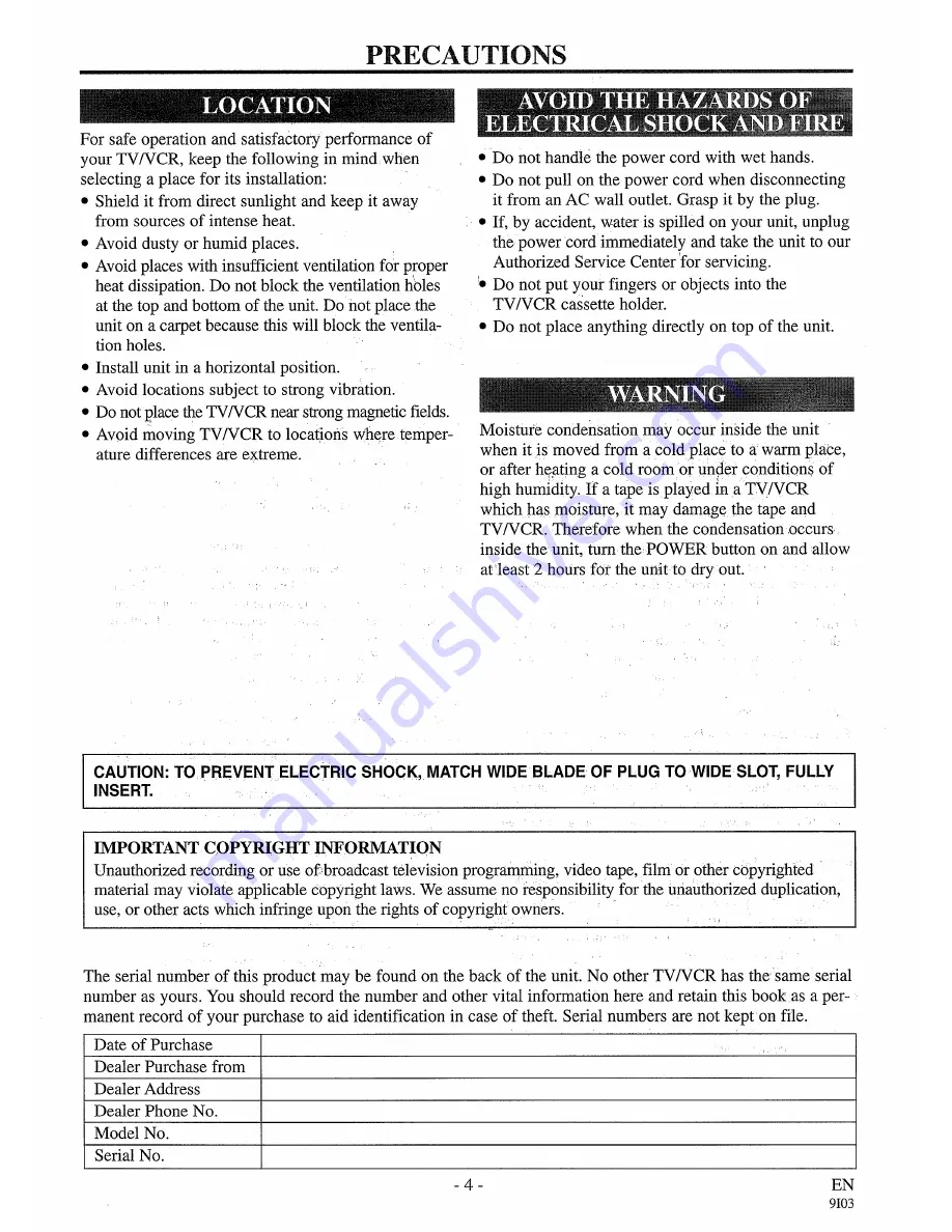 Magnasonic MCMV1308 Owner'S Manual Download Page 4