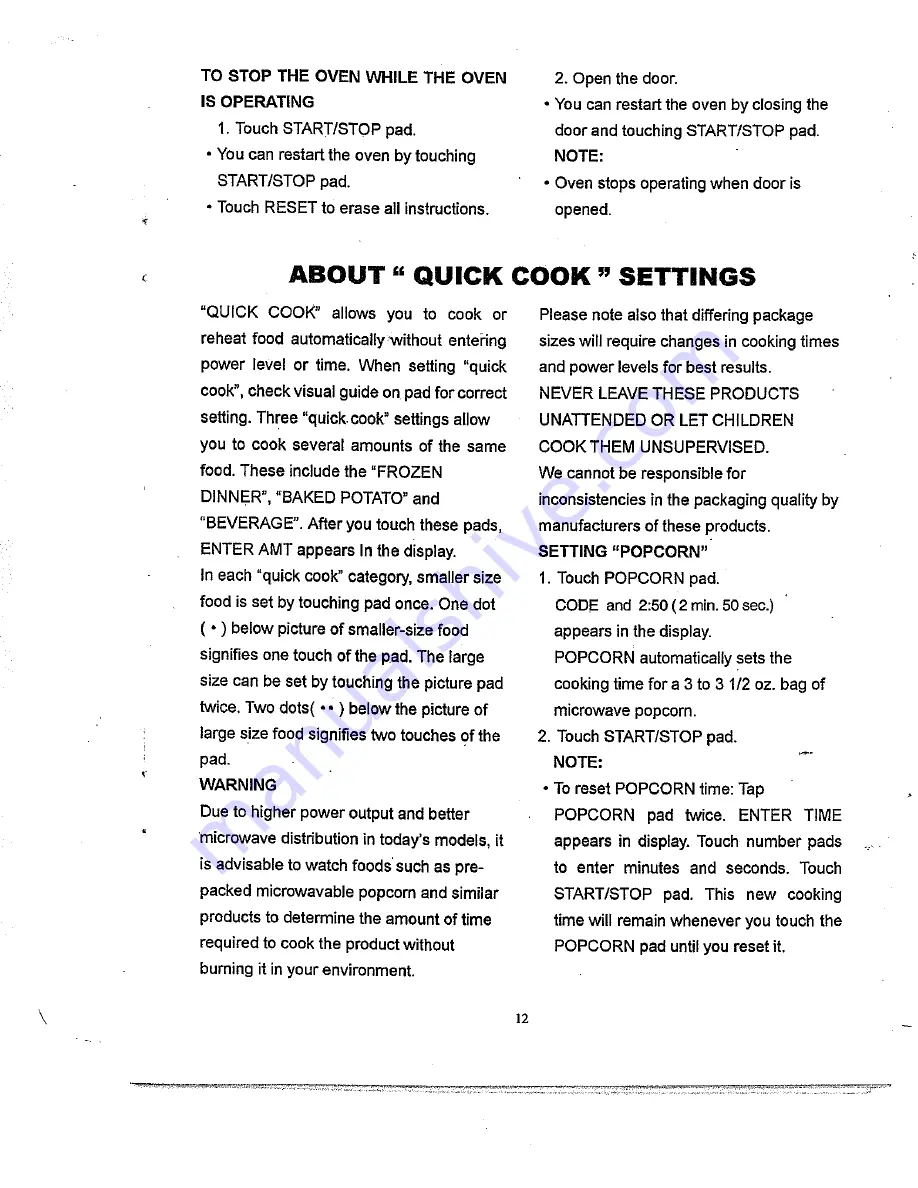 Magnasonic MMW5735-1 Owner'S Manual Download Page 13