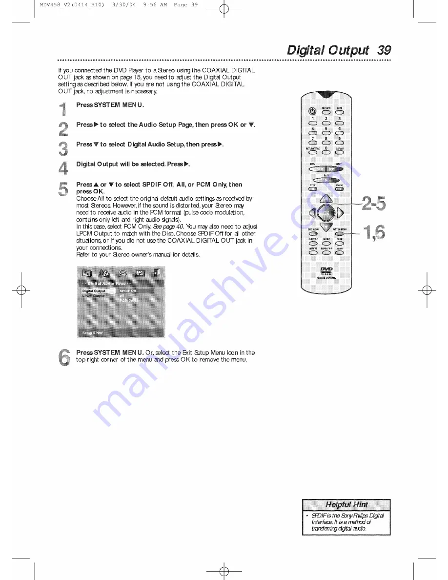 Magnavox MDV458 - Purchased Скачать руководство пользователя страница 39