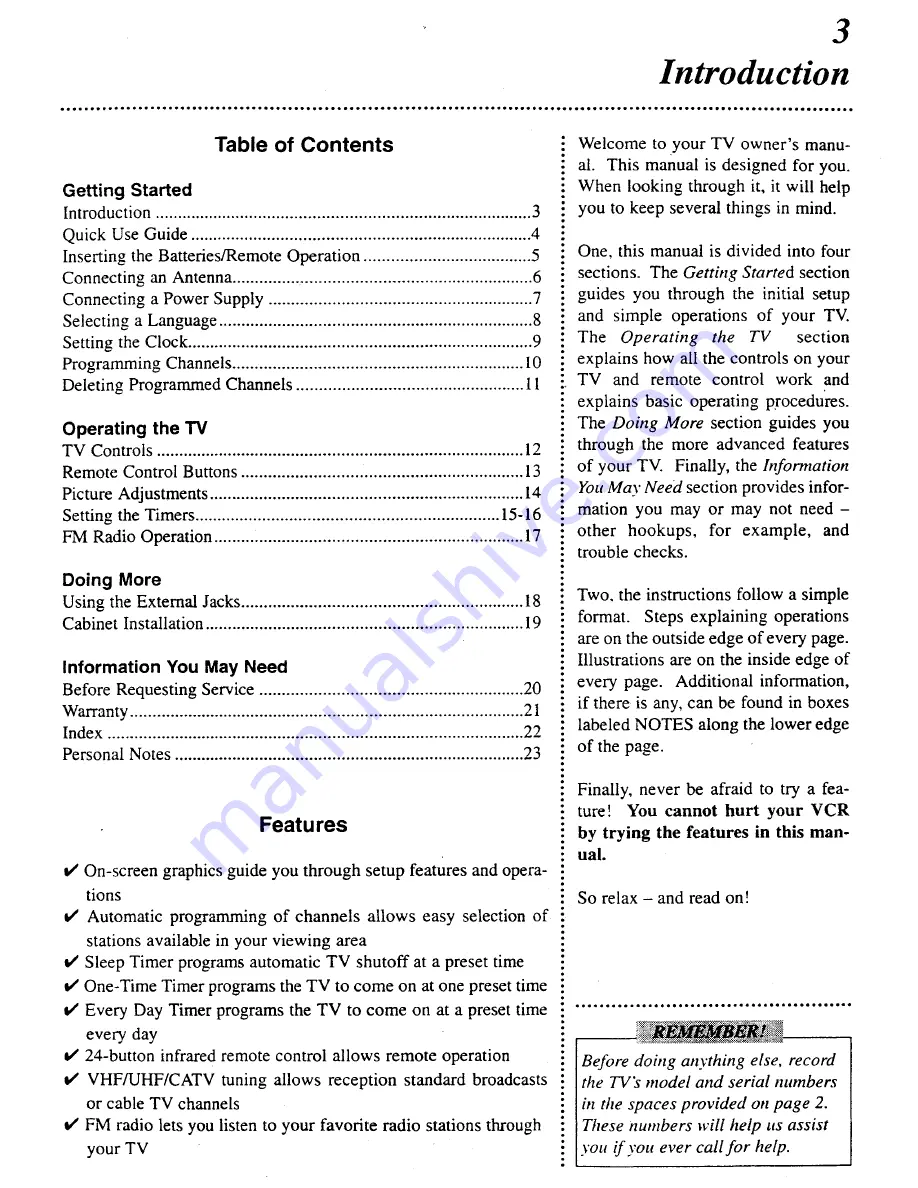 Magnavox PR0910X Owner'S Manual Download Page 3