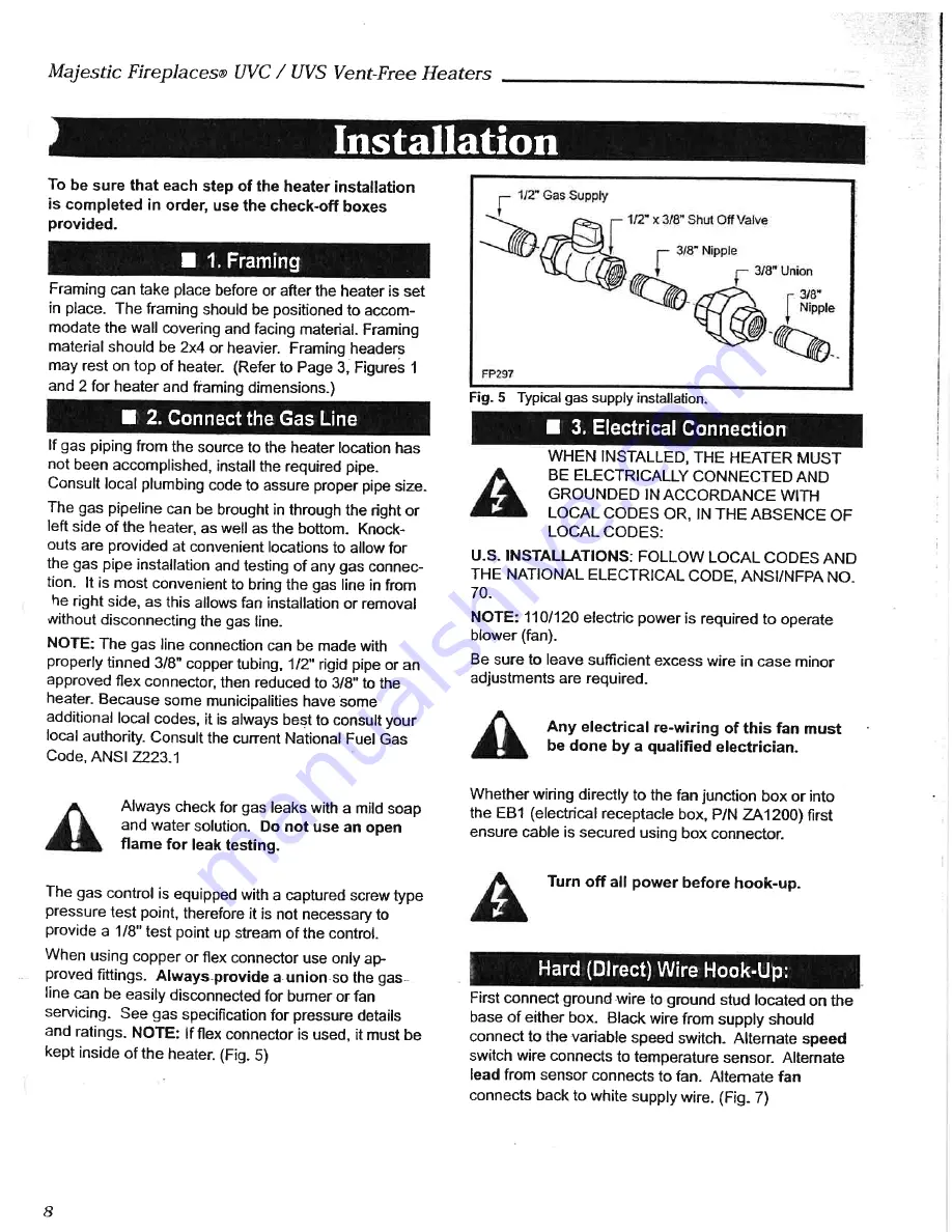 Majestic fireplaces UVC36 Homeowner'S Installation And Operating Manual Download Page 10