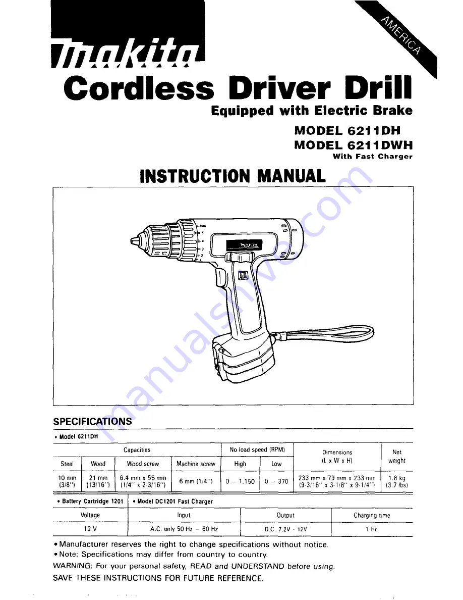 Makita 6211DH Скачать руководство пользователя страница 1