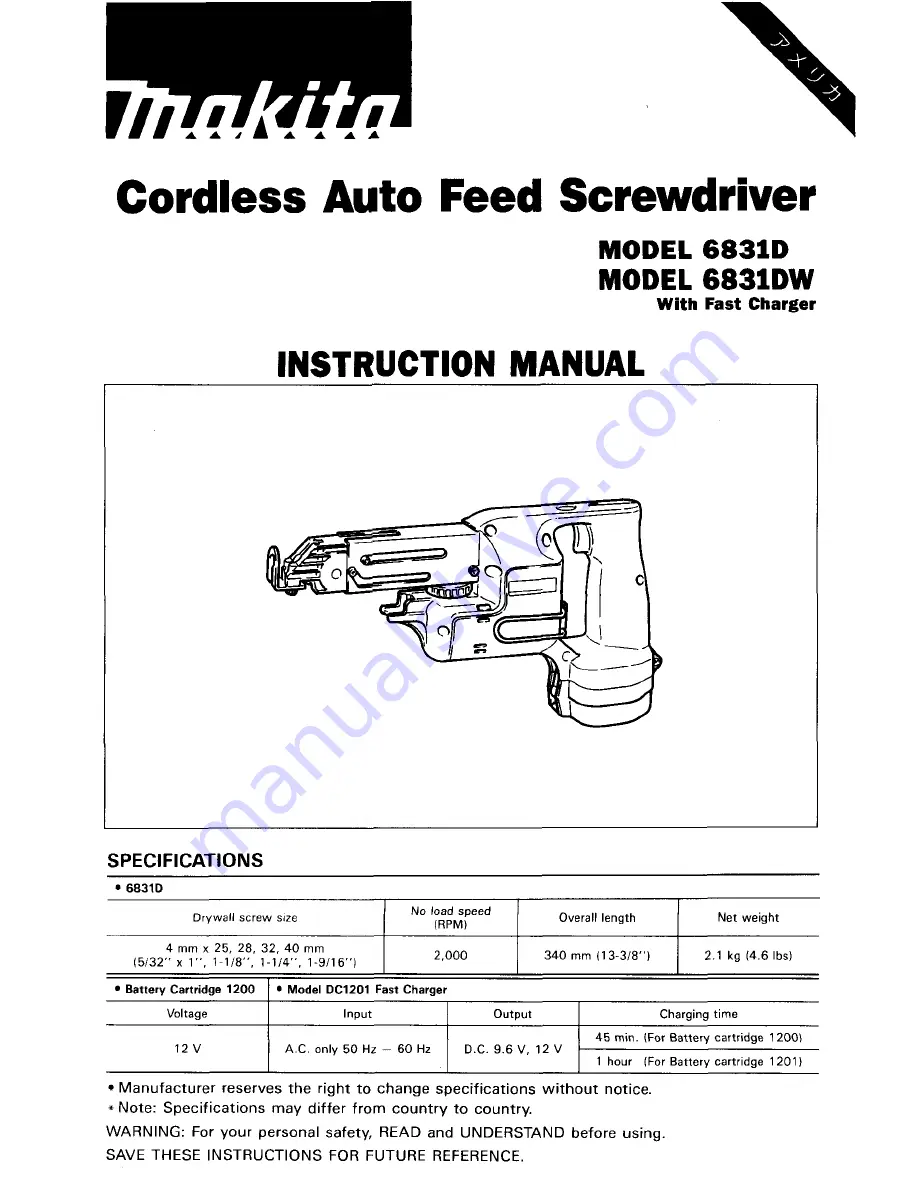 Makita 6831D Instruction Manual Download Page 1