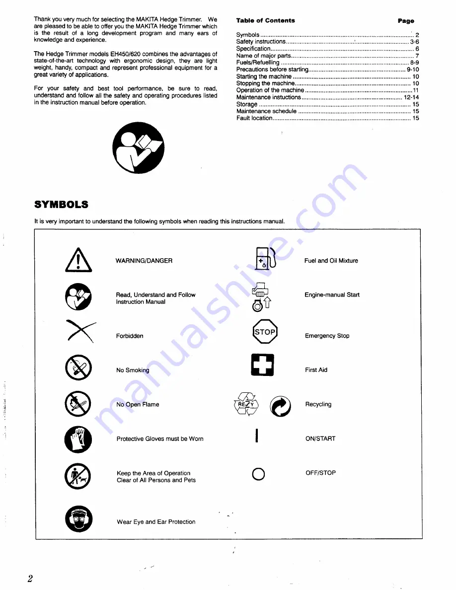 Makita EH 450 Instruction Manual Download Page 2