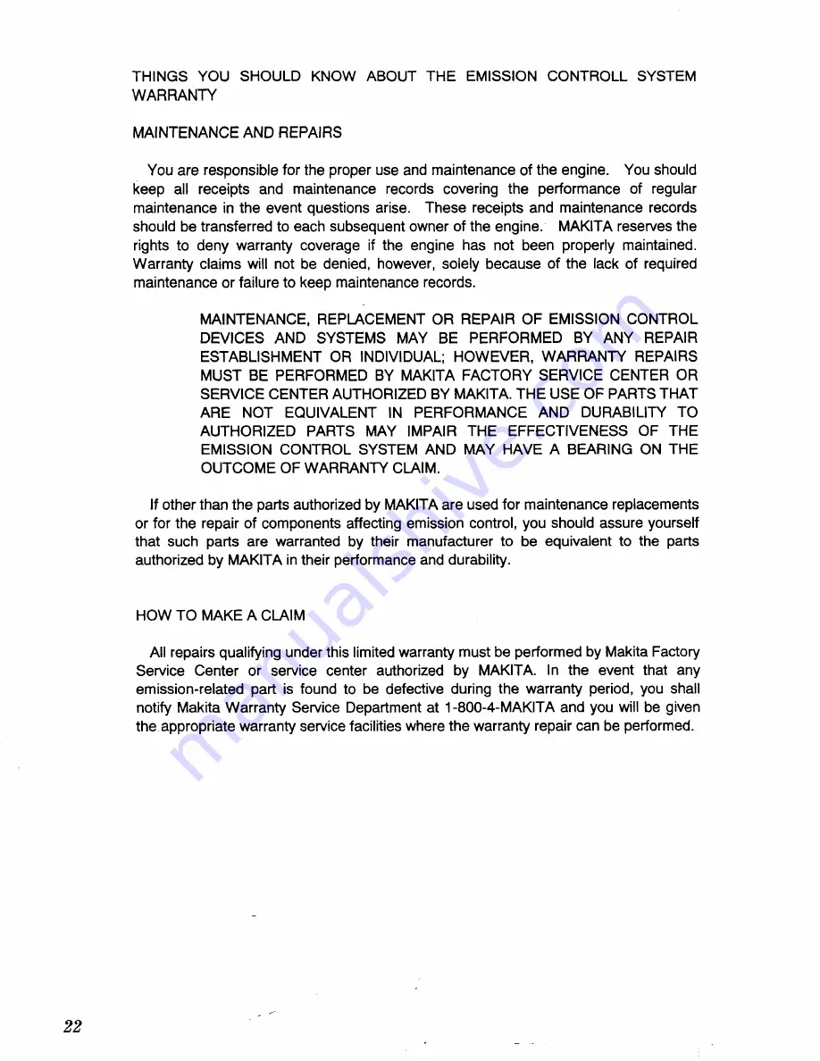 Makita EH 450 Instruction Manual Download Page 22