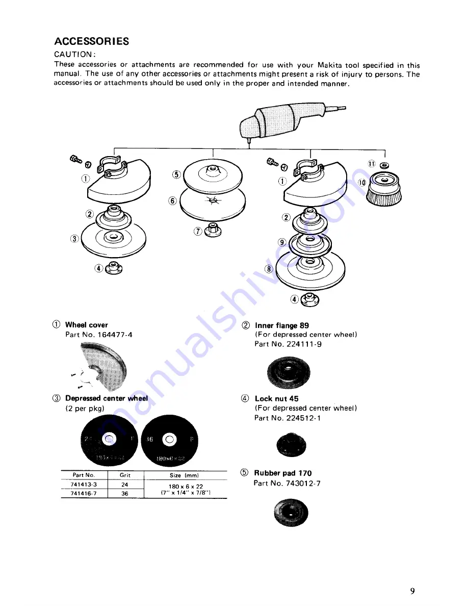 Makita GA700lL Instruction Manual Download Page 9