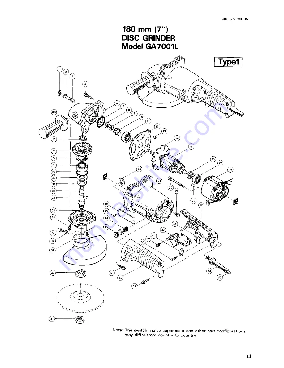 Makita GA700lL Instruction Manual Download Page 11