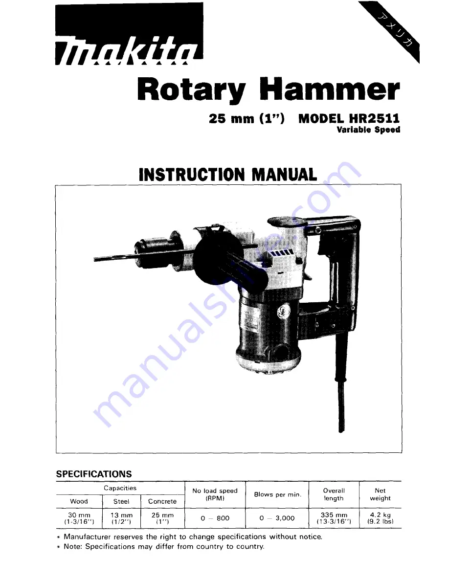 Makita HR2511 Скачать руководство пользователя страница 1