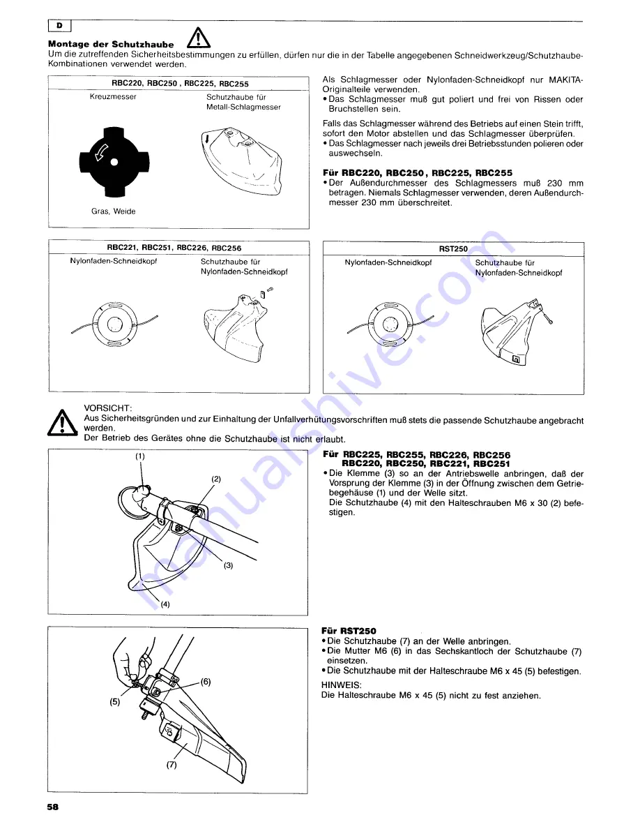 Makita RBC221 Original Instruction Manual Download Page 36