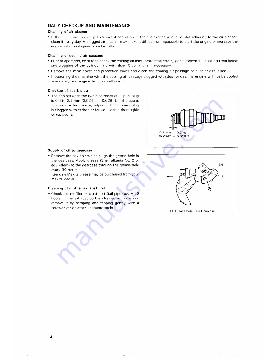 Makita RBC260 Скачать руководство пользователя страница 14