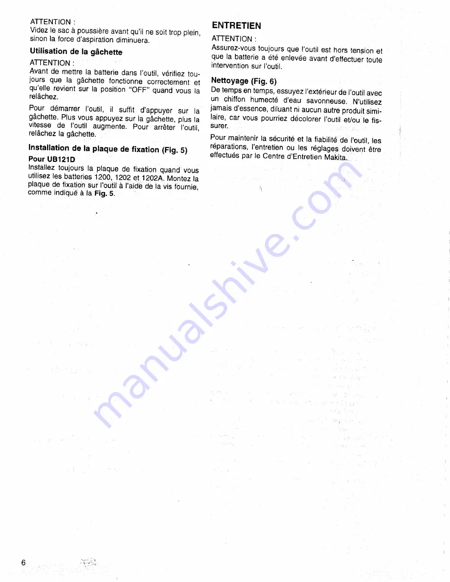 Makita UB141DZ Instruction Manual Download Page 6