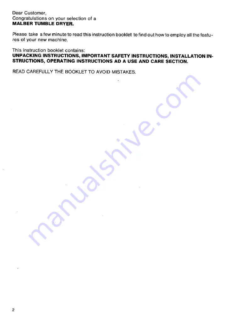 Malber TD 700 Instruction Booklet Download Page 2