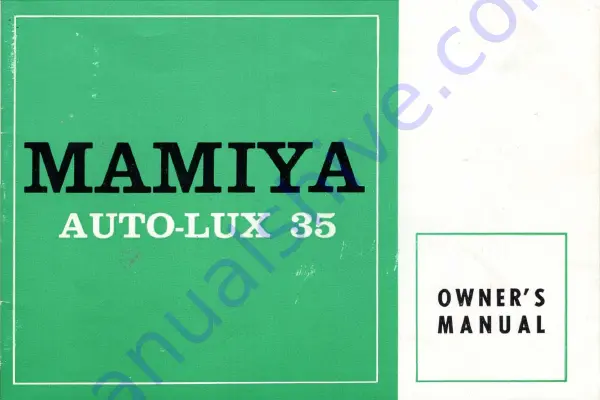 Mamiya AUTO-LUX 35 Owner'S Manual Download Page 1