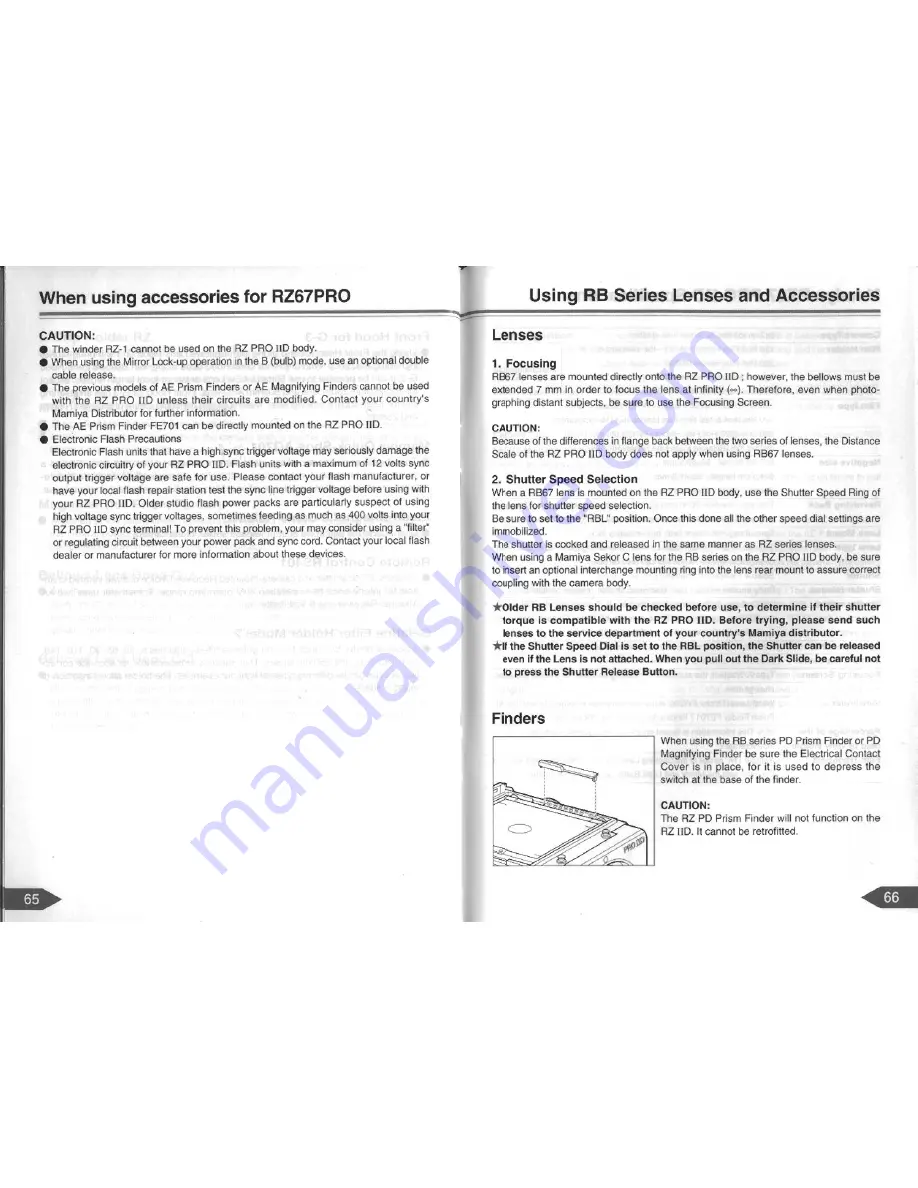 Mamiya RZ67 PROFESSIONAL II D Скачать руководство пользователя страница 34