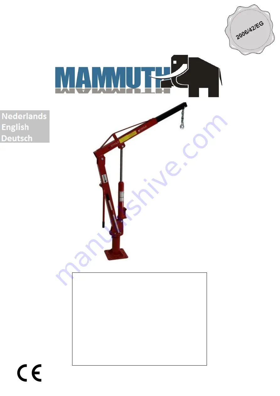 Mammuth TC90H Installation And Operating Instructions Manual Download Page 1