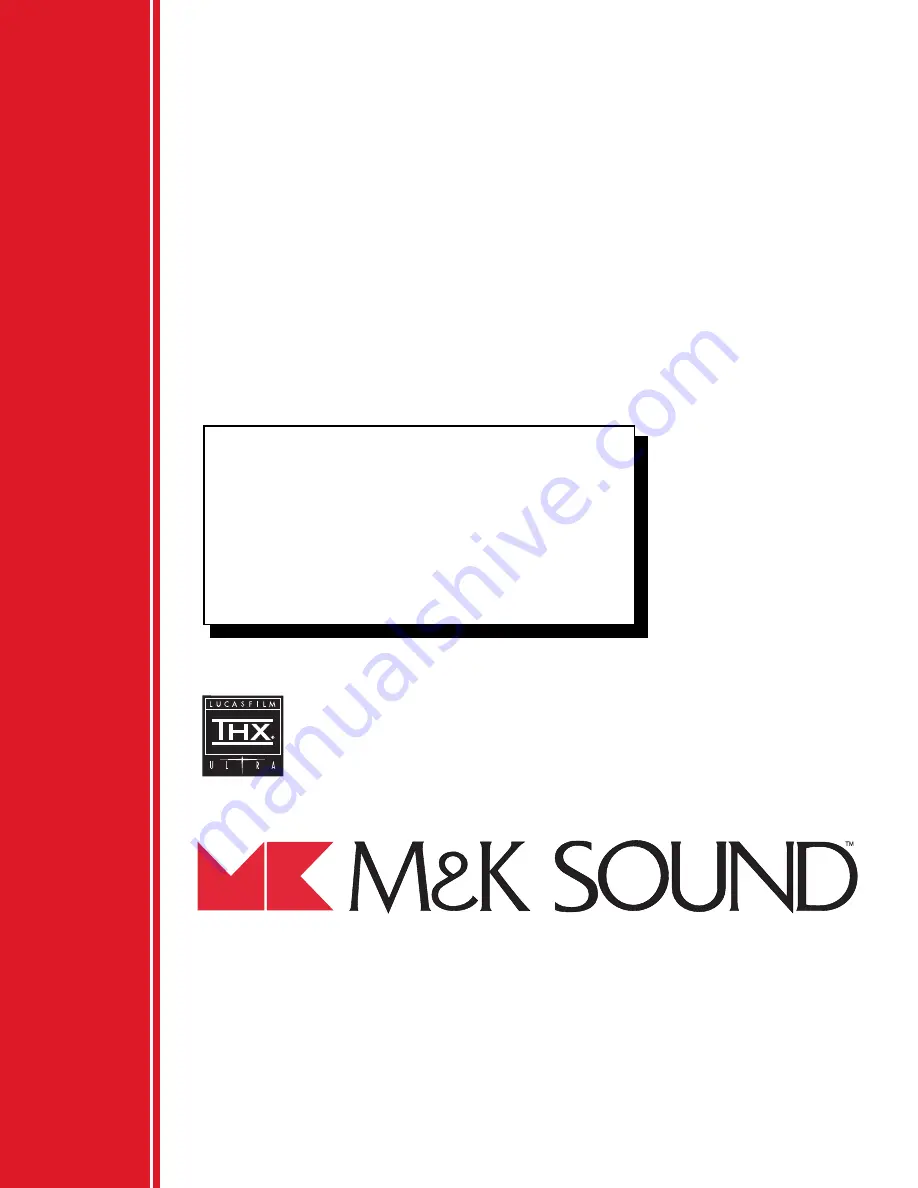 M&K Sound SS-500 Operation Manual Download Page 1