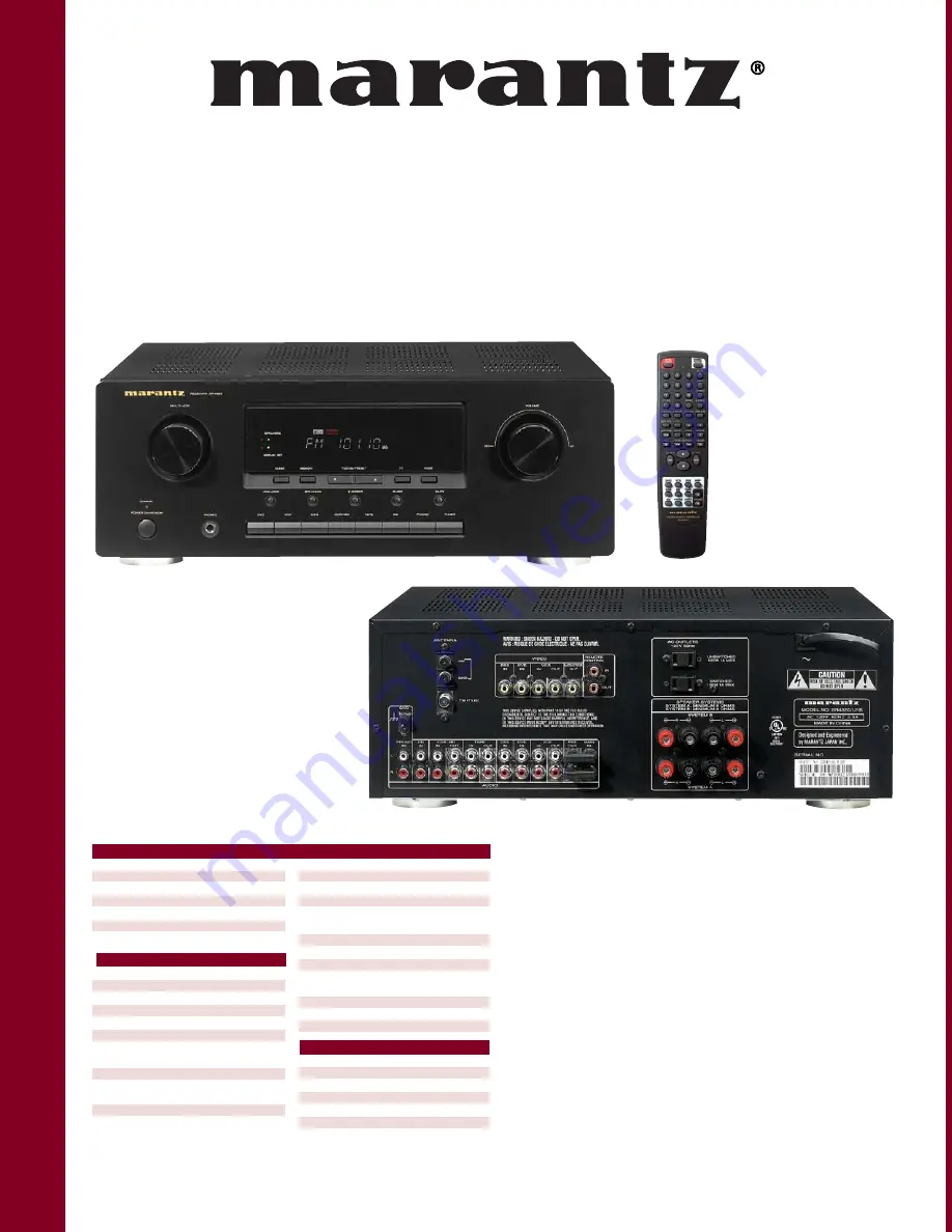 Marantz SR-4320 Specification Sheet Download Page 1