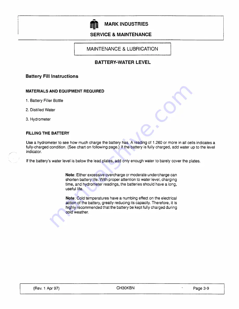 Mark Industries CH30KBN Service And Maintenance Manual Download Page 34