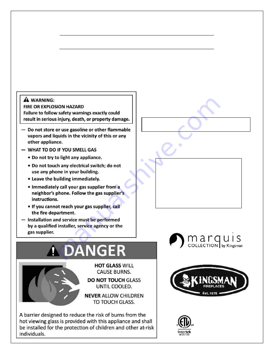 Marquis MQRB4436LP Infinite Series Installation Instructions Manual Download Page 1