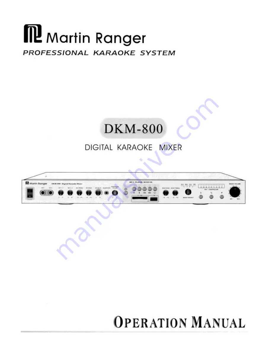 Martin Ranger DKM-800 Operation Manual Download Page 1