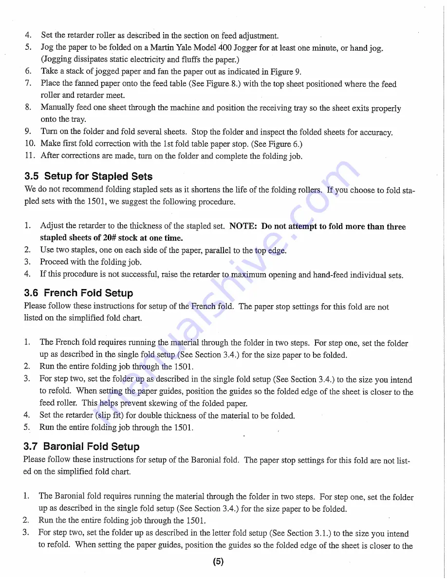 Martin Yale 1501 CV-7 Installation, Maintenance & Operating Instructions Download Page 5