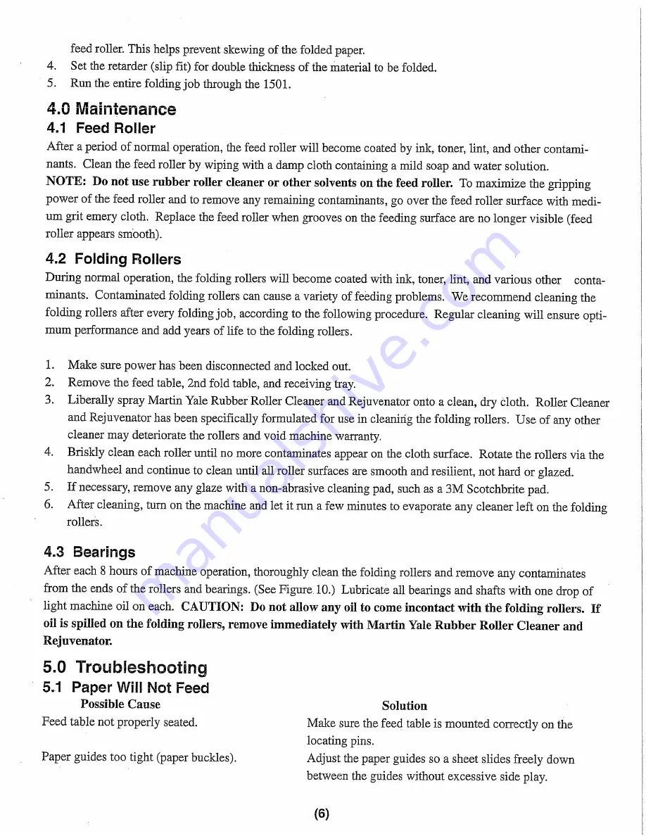 Martin Yale 1501 CV-7 Installation, Maintenance & Operating Instructions Download Page 6