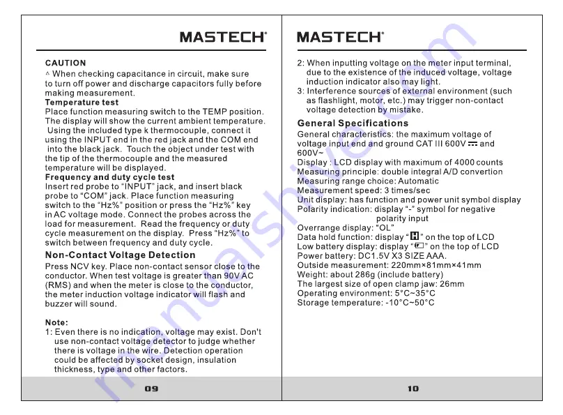 Mastech MS2009C User Manual Download Page 6