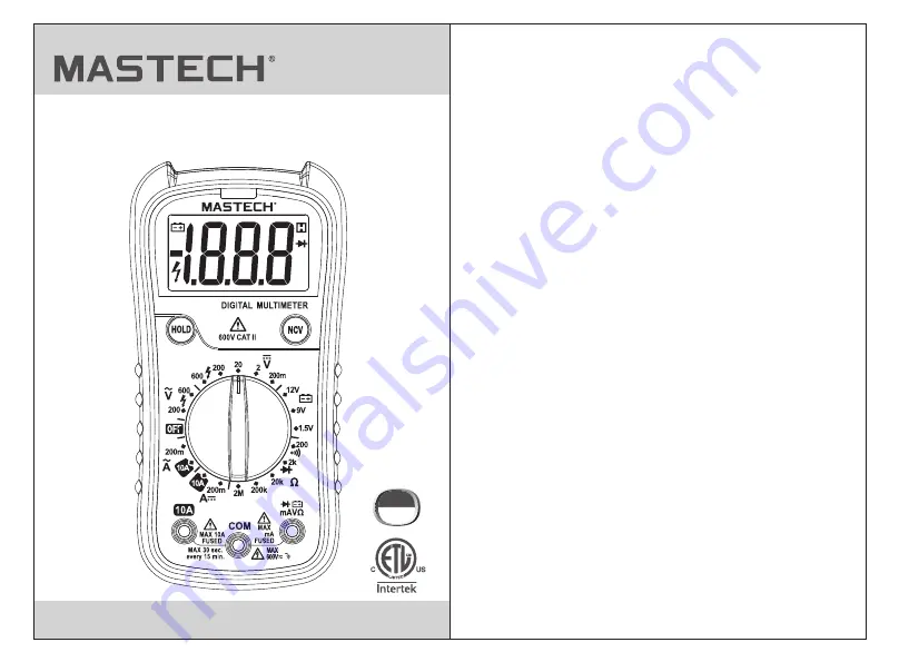 Mastech MS8238A User Manual Download Page 1