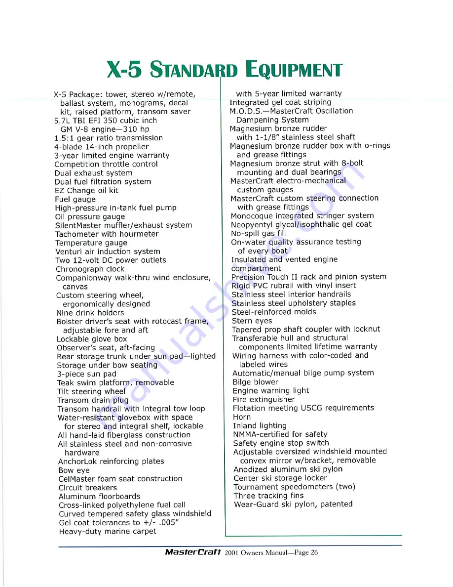 MasterCraft 19 Skier 2001 Owner'S Manual Download Page 28