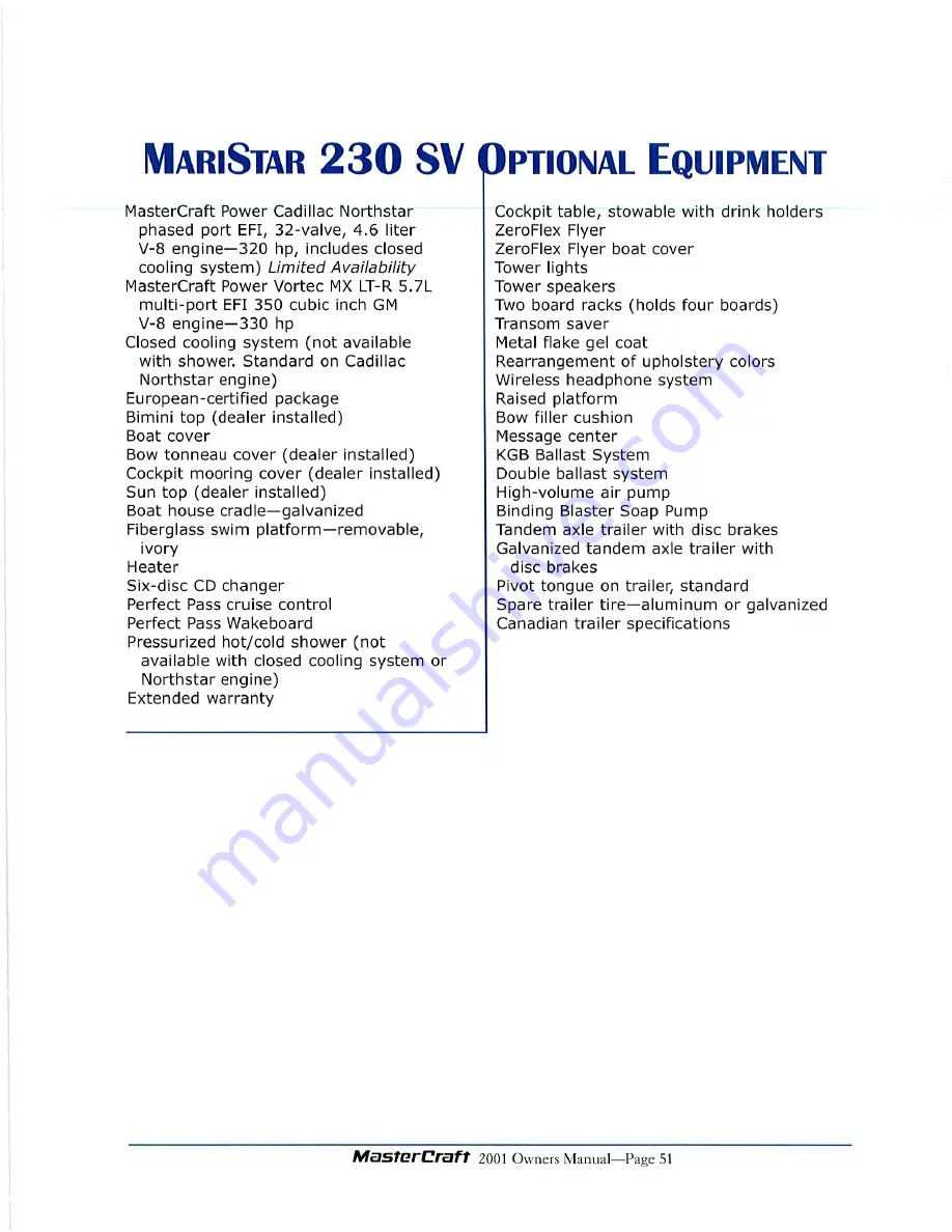 MasterCraft 19 Skier 2001 Owner'S Manual Download Page 53