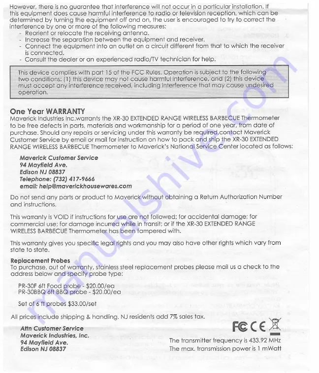 Maverick XR-30 Quick Start Manual Download Page 8