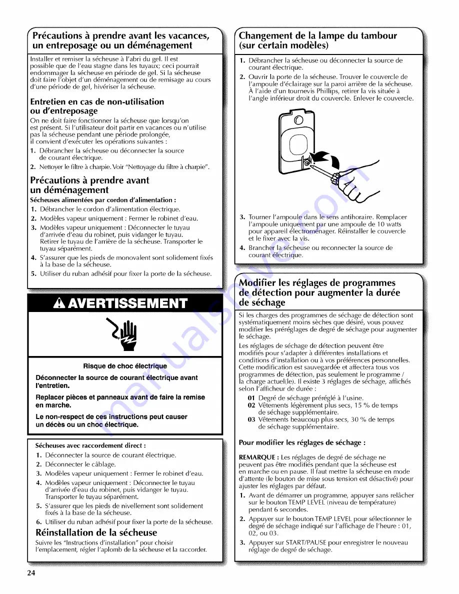 Maytag Bravos MEDX600XW0 Use And Care Manual Download Page 24