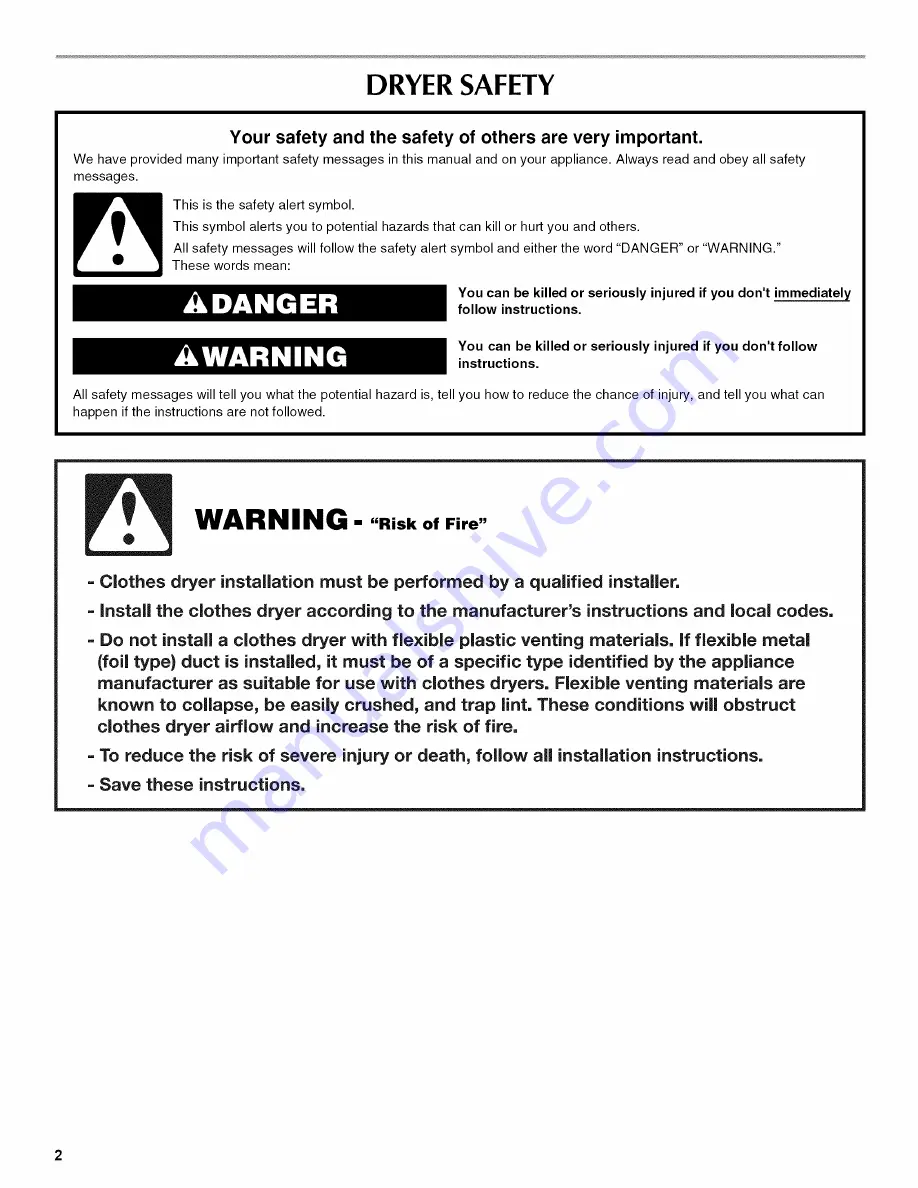 Maytag dryer User Instructions Download Page 2