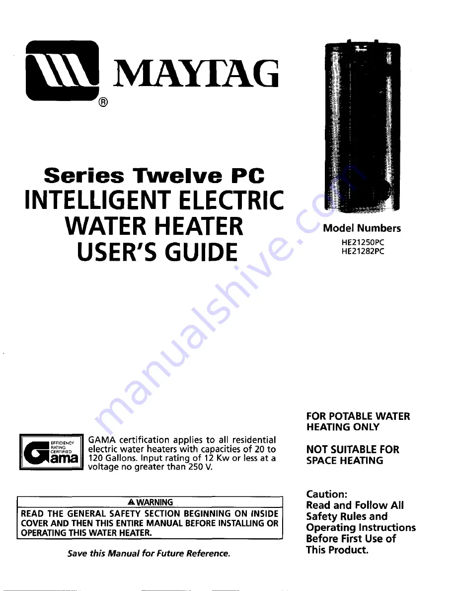 Maytag HE21250PC User Manual Download Page 1