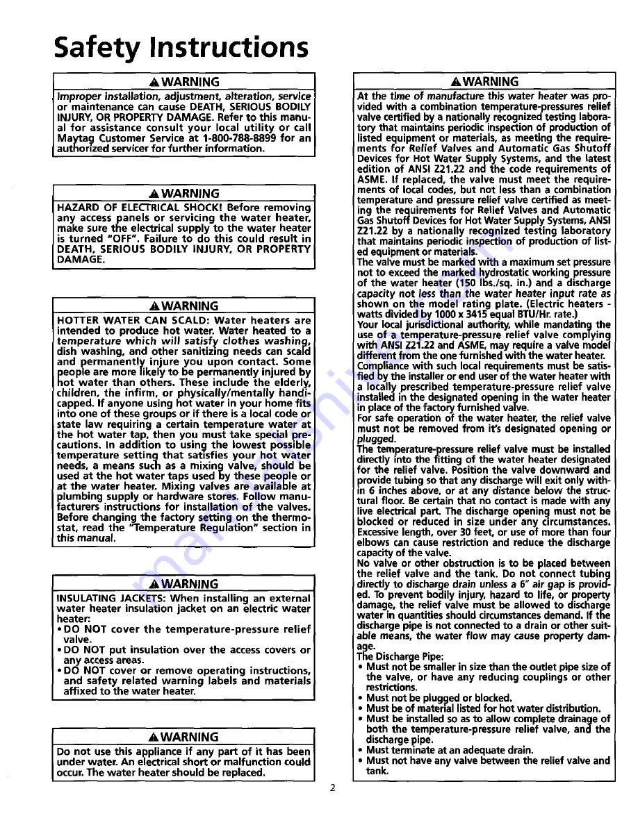 Maytag HE21250PC User Manual Download Page 2