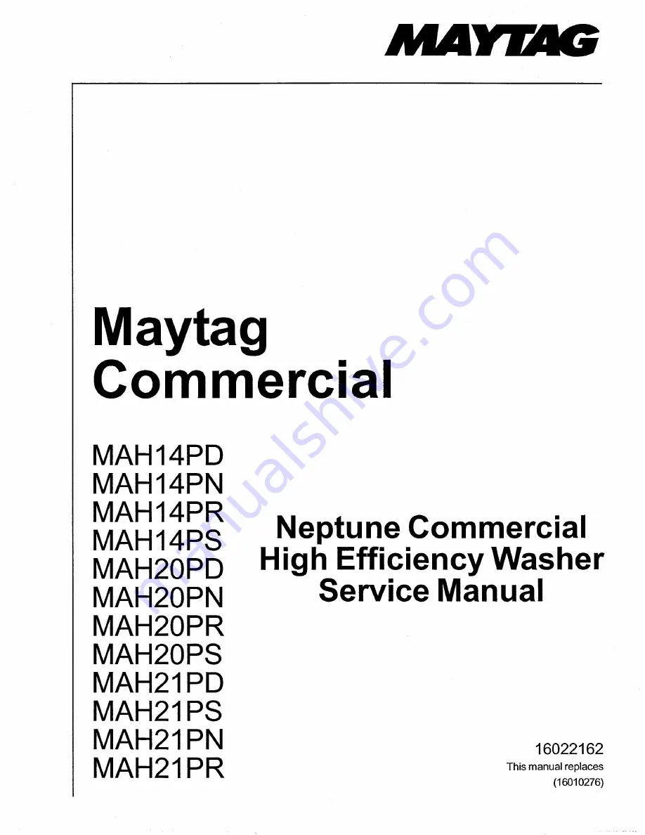 Maytag MAH14PD Service Manual Download Page 1