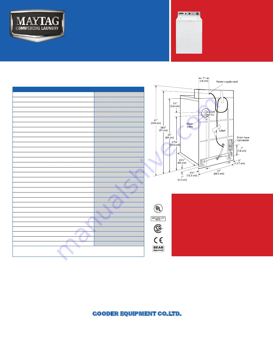 Maytag MAT15MN Specifications Download Page 2