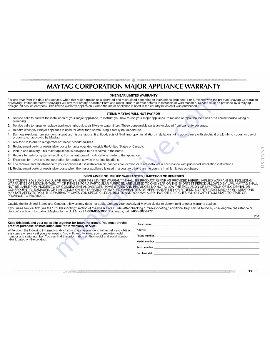 Maytag MED9700S - Electric Dryer Use And Care Manual Download Page 33