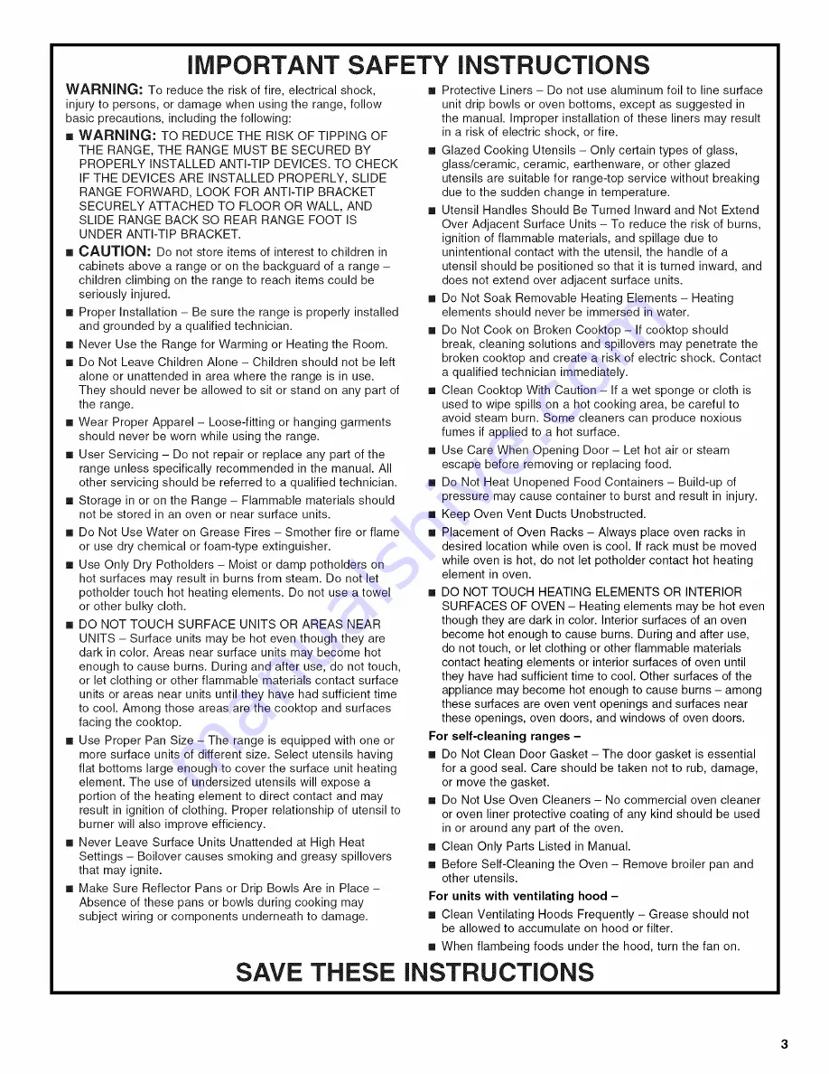 Maytag MER8770WQ - Convection Ceramic Range User Instructions Download Page 3