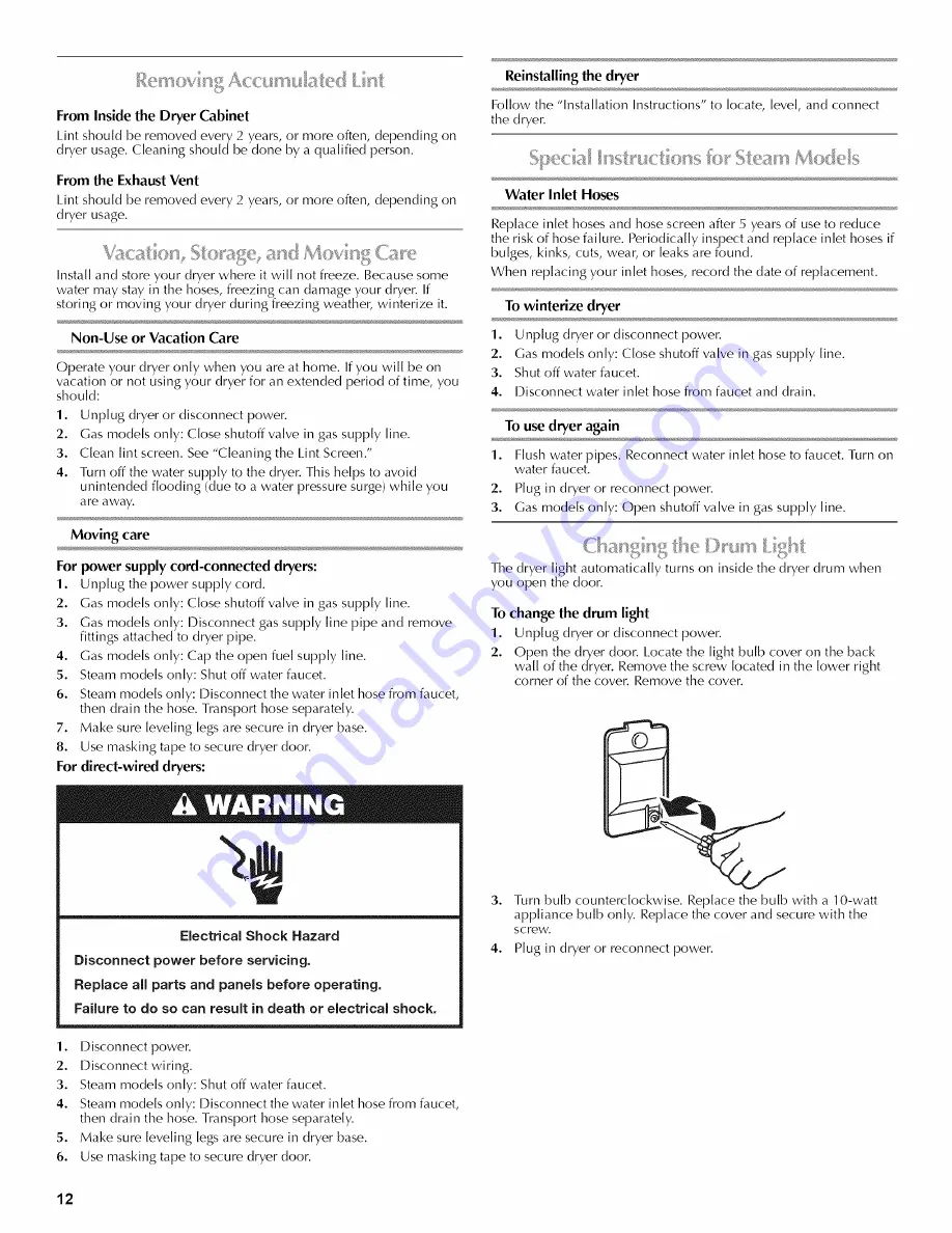 Maytag MGDE500W Use And Care Manual Download Page 12